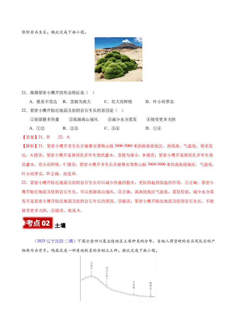 《专题05植被、土壤和自然地理环境的整体性与差异性（黑吉辽蒙专用）（教师版）_地理_2026年-地理高考专项复习_2025年高考地理二模试题分类汇编（黑吉辽蒙专用）》第9页预览