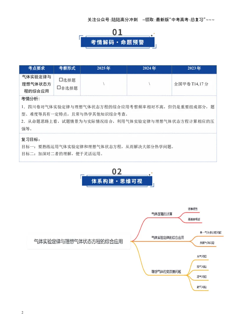 《第49讲气体实验定律与理想气体状态方程的综合应用（复习讲义）（四川专用）（教师版）_04-物理-高考总复习_一轮复习_2026年-物理高考一轮复习》第2页预览