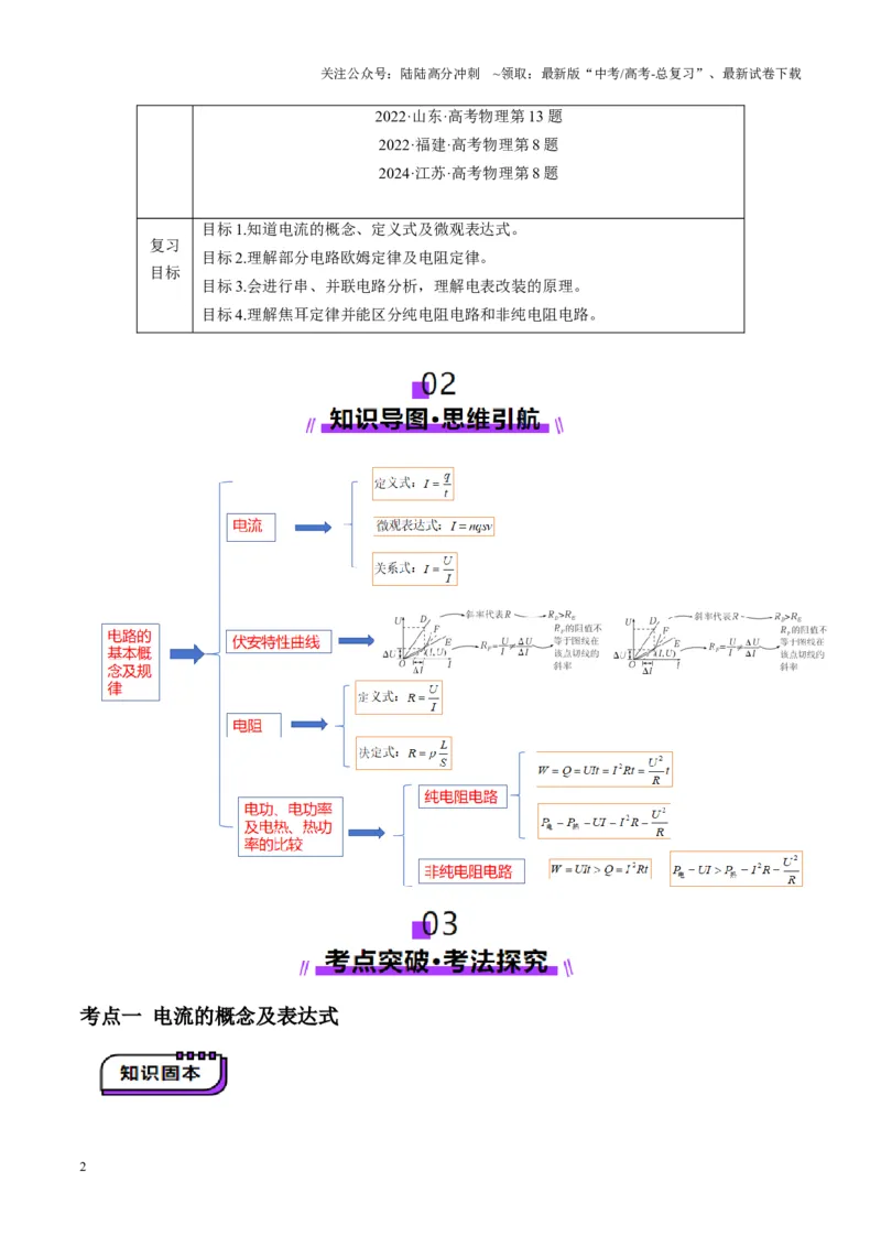 《第39讲电路的基本概念及规律（讲义）（教师版）_04-物理-高考总复习_一轮复习_2025年_2025年高考物理一轮复习讲义+练习+课件（新教材新高考）_第十章恒定电流》第2页预览