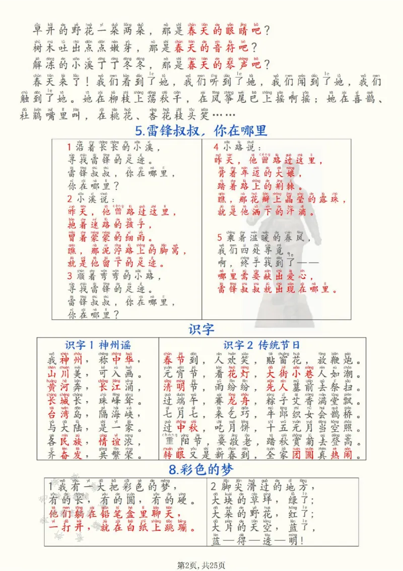 《二下语文全册必背知识汇总(25页）SY(1)_2年级下册同步教辅_2下-语文_二下语文-知识点汇总》第2页预览