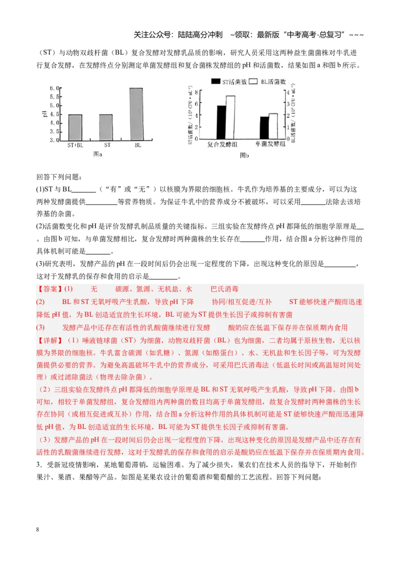 《第40讲传统发酵技术和发酵工程及其应用（专项训练）（福建专用）（教师版）_06-生物-高考总复习_一轮复习_2026年-生物高考一轮复习_2026年高考生物一轮课件+讲义+练习（福建专用）-G328》第8页预览