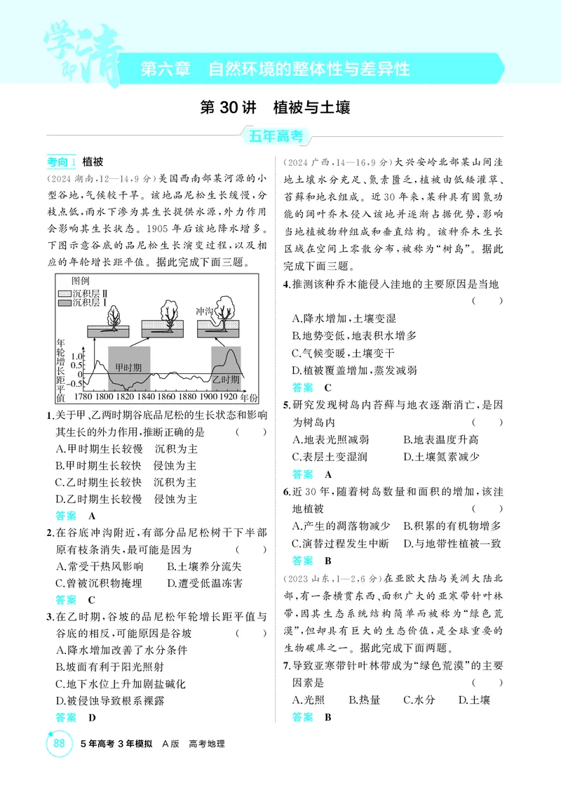 《1_第六章　自然环境的整体性与差异性_2026版教学资源包_202653高考总复习A版_湖南版_2026版.湖南版.选考总复习.地理.5·3A版_第六章自然环境的整体性与差异性_1_精练册PDF》第1页预览