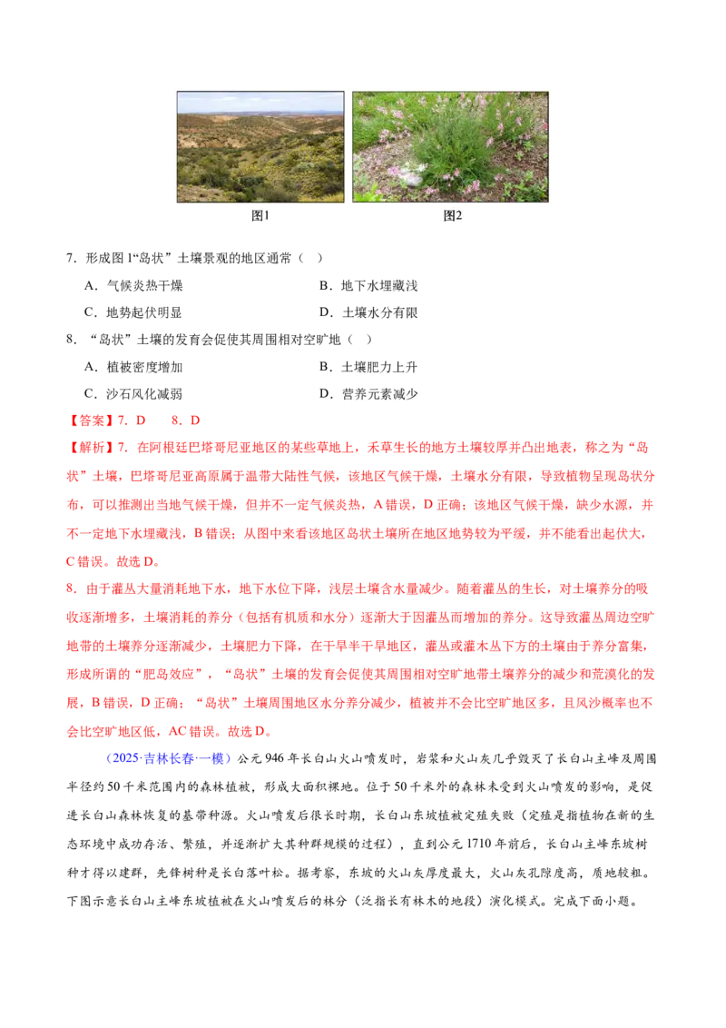 《专题05植被、土壤和自然地理环境的整体性与差异性（黑吉辽蒙专用）（教师版）_地理_2026年-地理高考专项复习_2025年高考地理一模试题分类汇编（黑吉辽蒙专用）》第4页预览