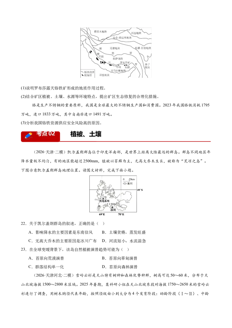《专题02地质地貌、植被土壤和自然环境整体性与差异性（3大考点）（学生版）_地理_2027年高考地理专项复习_2027年高考地理二模试题分类汇编（天津专用）-G283_2026版》第6页预览