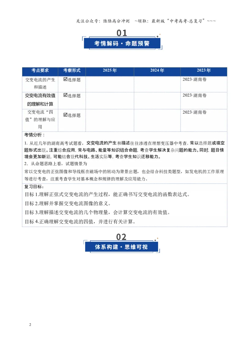 《第58讲交变电流的产生和描述（复习讲义）（湖南专用）（教师版）_04-物理-高考总复习_一轮复习_2026年-物理高考一轮复习_2026年高考物理一轮课件+讲义+练习（湖南专用）-G331》第2页预览
