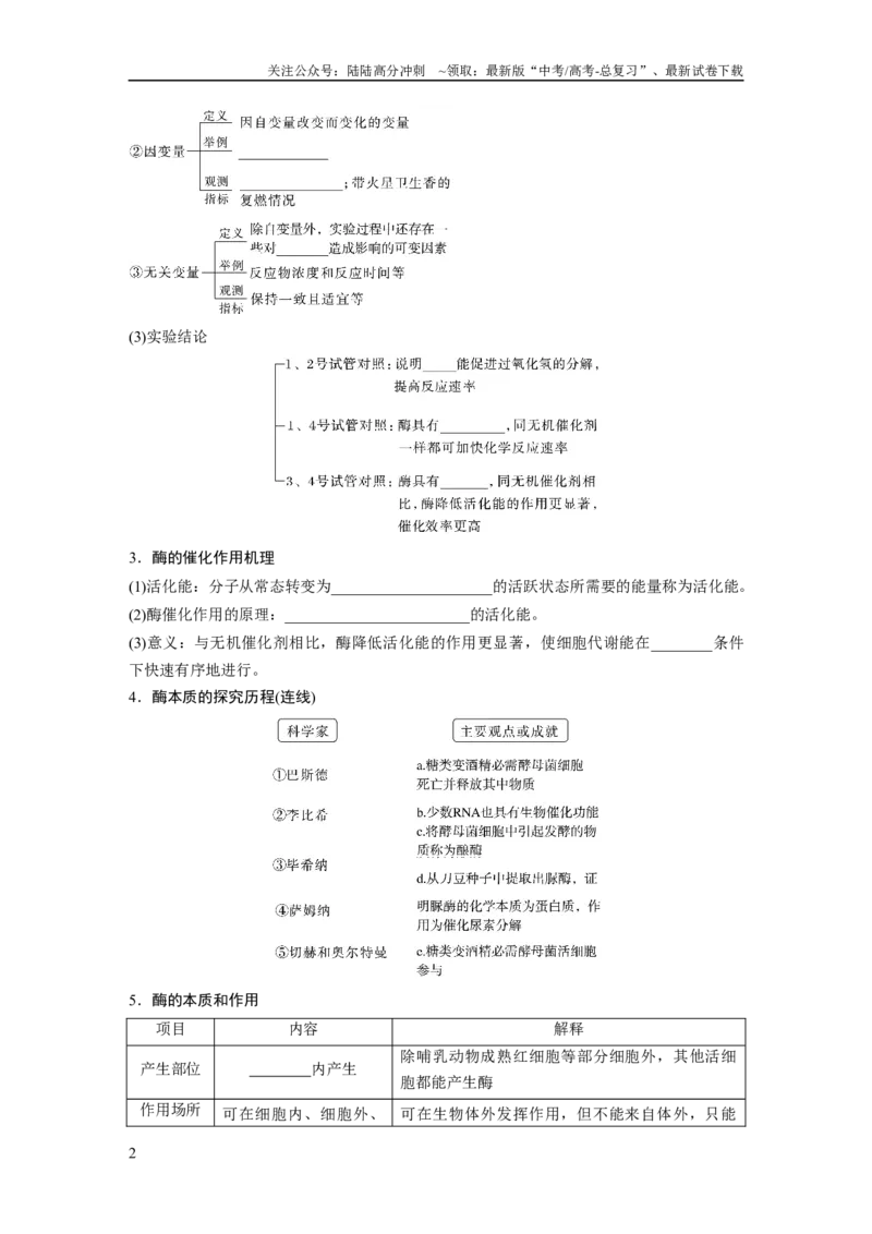 《第3单元　第1课时　降低化学反应活化能的酶_06-生物-高考总复习_一轮复习_2024年_2024高考生物大一轮复习课件讲义新人教版知识总结_2024年高考生物一轮复习讲义（新人教版）》第2页预览