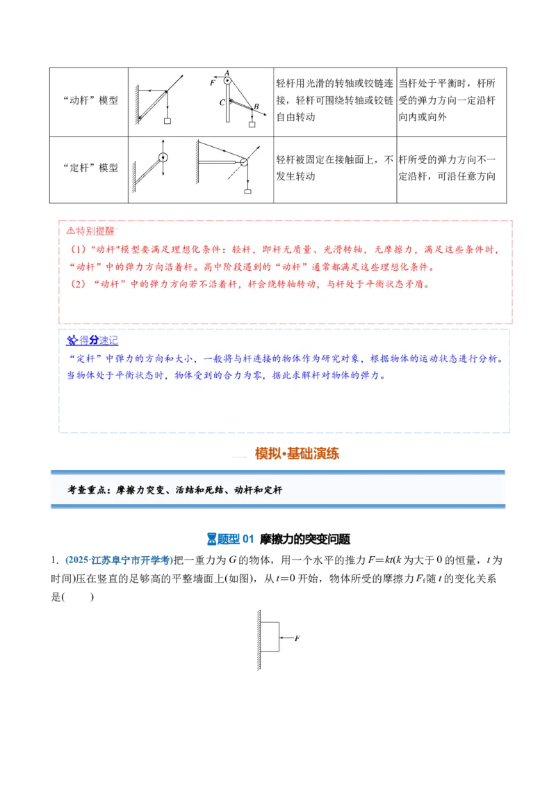 《专题05摩擦力的突变问题、活结和死结、动杆和定杆（重难点训练）（安徽专用）（教师版）_地理_2027年高考地理一轮_2027年高考物理一轮课件+讲义+练习（安徽专用）-G326_2027版》第4页预览