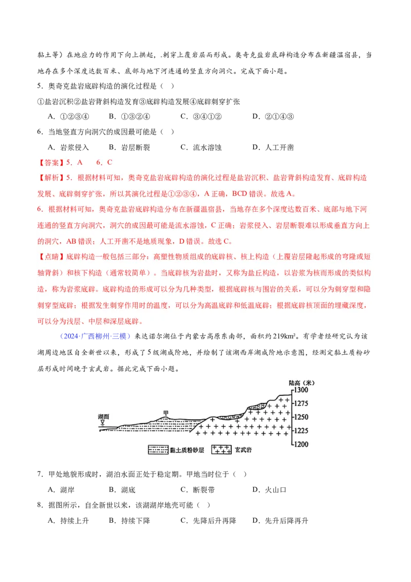 《专题10内力与地表形态的变化（教师版）_地理_2026年-地理高考专项复习_2025年高考地理三模试题分类汇编（新高考通用）_2024版》第3页预览