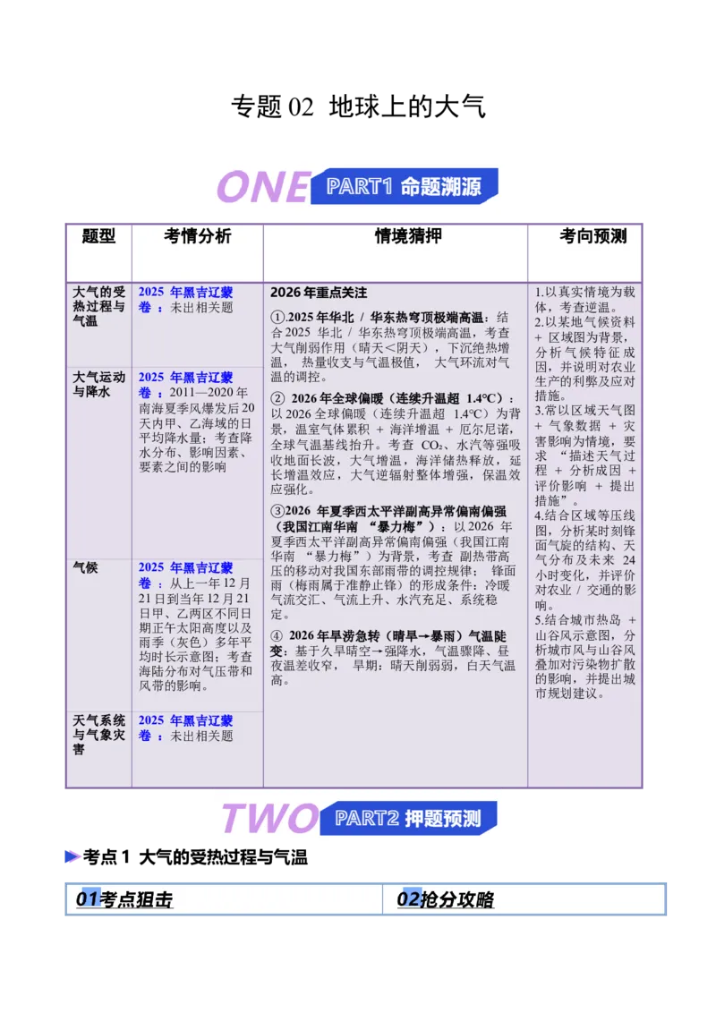 《专题02地球上的大气（抢分专练）（原卷版）_地理_2026年-地理高考专项复习_2026年高考地理终极冲刺讲练测（黑吉辽蒙专用）-G466_2026版》第1页预览