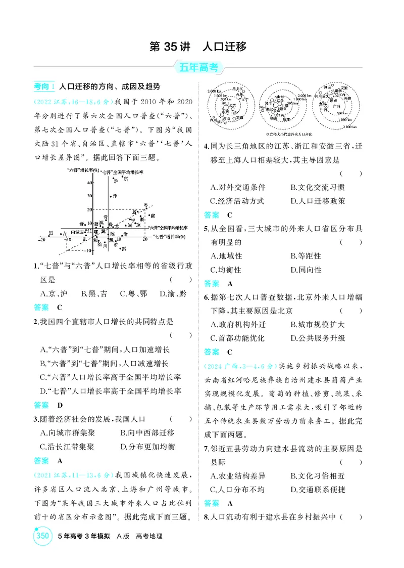 《1_第七章人口与地理环境_2026版教学资源包_202653高考总复习A版_江苏版_2026版.江苏版.选考总复习.地理.5·3A版_图书电子资源_第七章人口与地理环境_1_精练册PDF》第6页预览