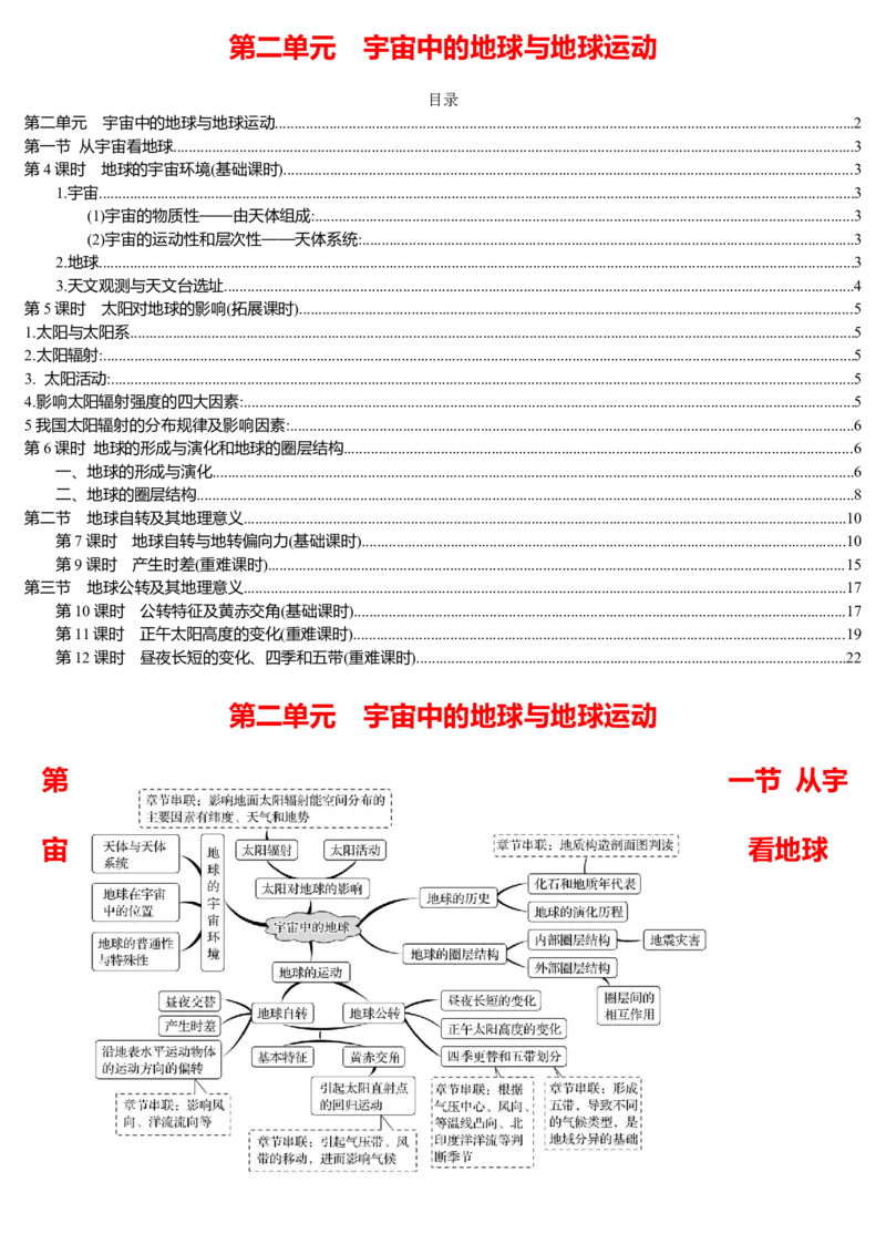 《2027届高三地理一轮复习资料第二单元宇宙中的地球与地球运动_地理_2027年高考地理一轮_72027届高考地理一轮复习知识点背诵清单》第1页预览
