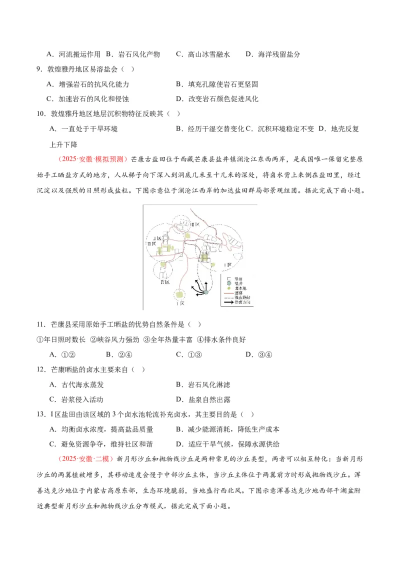 《专题03地质地貌、植被土壤和自然环境整体性与差异性（学生版）_地理_2026年-地理高考专项复习_2025年高考地理二模试题分类汇编（安徽专用）》第3页预览