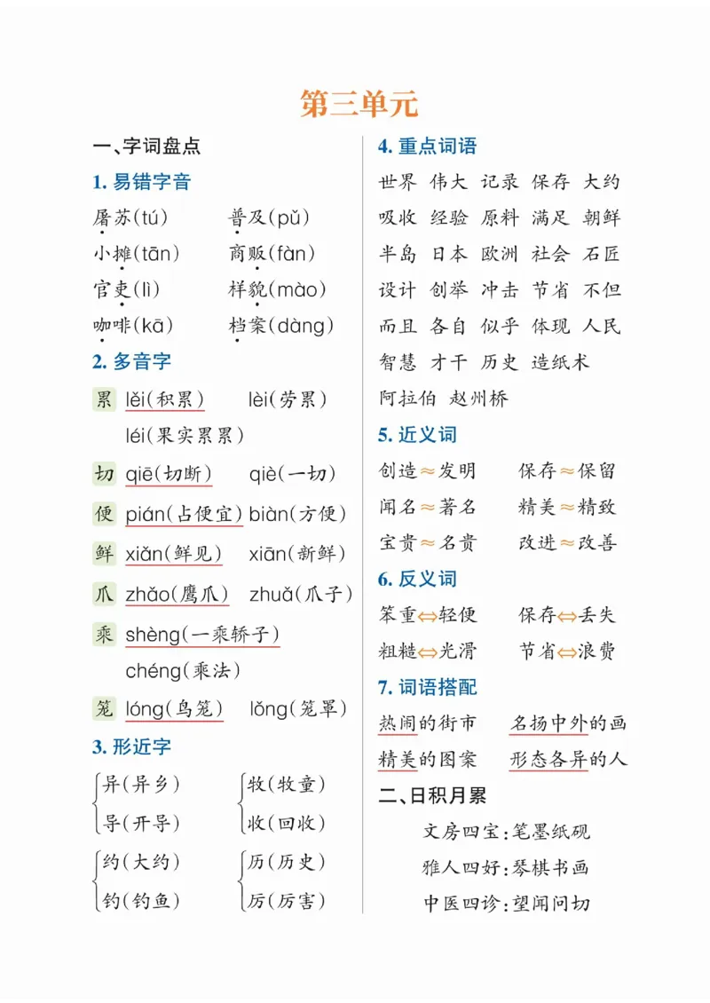 《三（下）语文1-8单元重点知识梳理三下语文_3年级下册同步教辅_3下-语文_三下语文核心考点》第3页预览