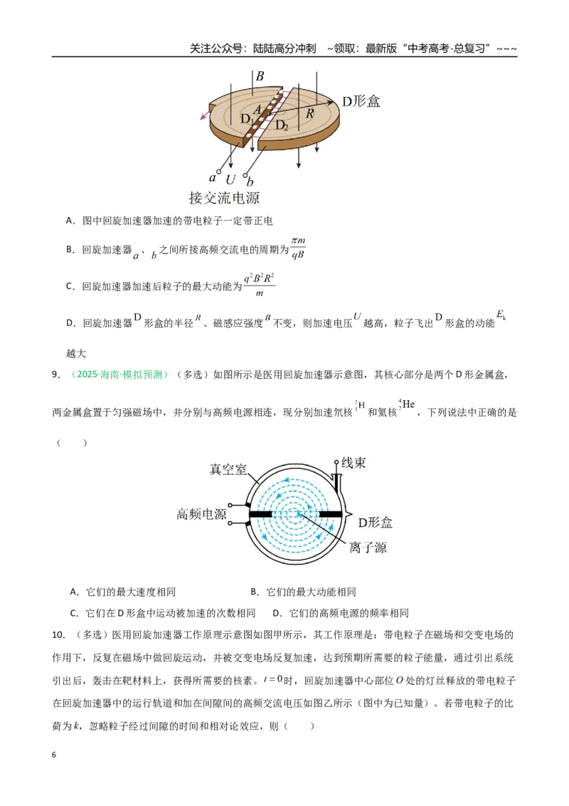 《第40讲带电粒子在复合场中的运动（专项训练）（安徽专用）（学生版）_04-物理-高考总复习_一轮复习_2026年-物理高考一轮复习_2026年高考物理一轮课件+讲义+练习（安徽专用）-G326》第6页预览
