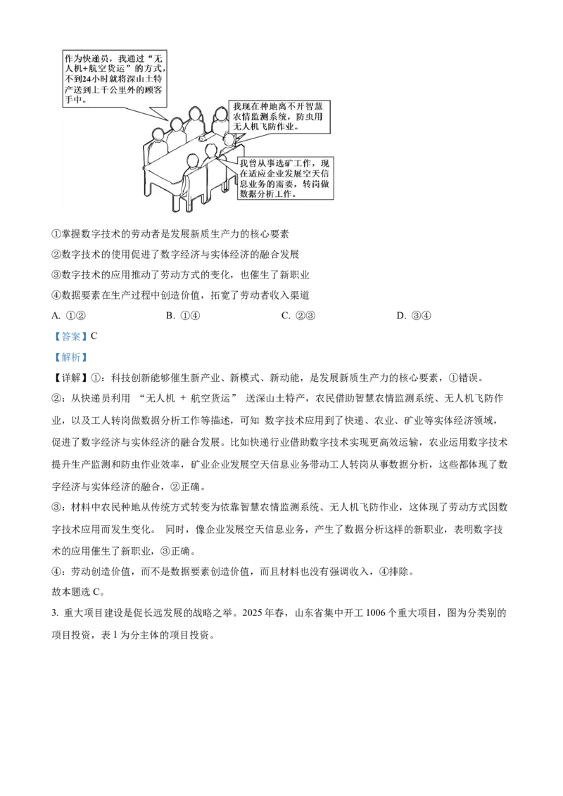 《2025年山东高考政治试题（解析版）(1)_zheng治_2027年高考政治专项复习_2008年-2026年政治高考真题-G427_2025年高考_2025年高考山东卷政治高考真题解析（参考版）》第2页预览