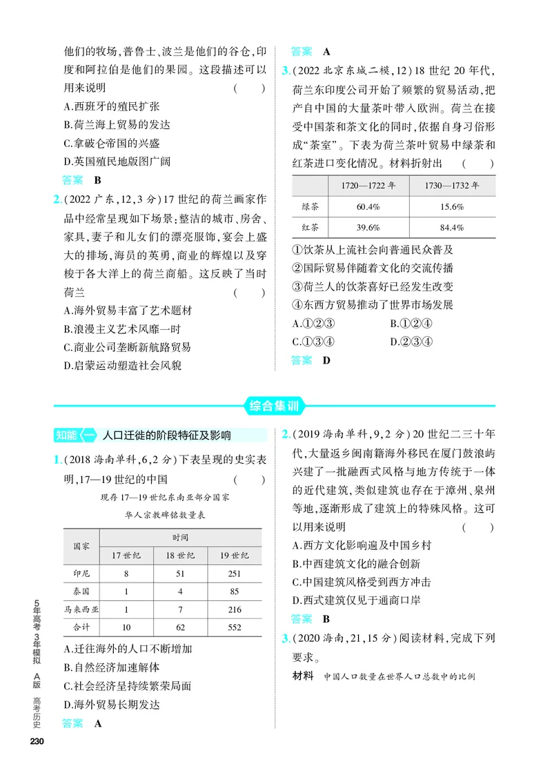《2_习题部分PDF-19-第十九单元　人口迁徙、文化交融与认同　商路、贸易与文化交流_2024版教学资源包_2024版.新高考版历史.5·3A版_4_PDF教参电子书》第3页预览