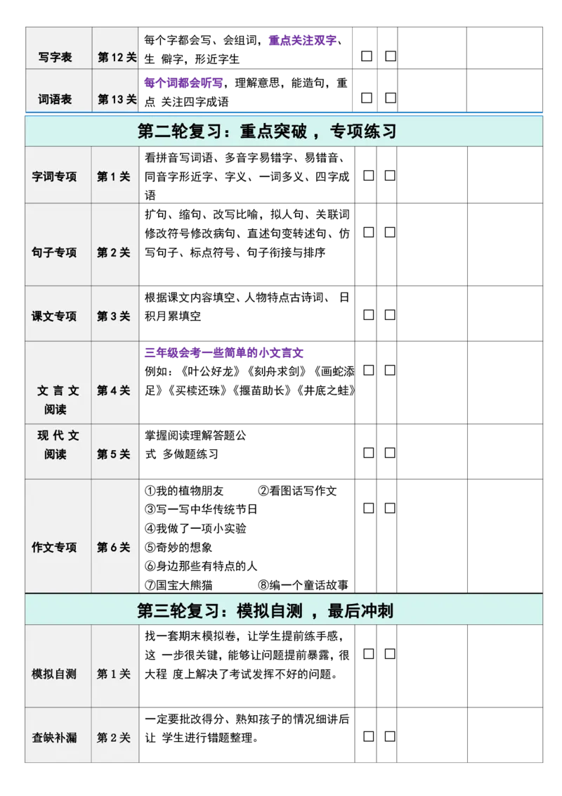 《三（下）语文三轮复习法清单_3年级下册同步教辅_3下-语文_三下语文重点必背》第2页预览