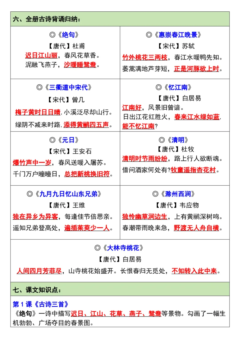 《三（下）语文三轮复习法清单_3年级下册同步教辅_3下-语文_三下语文重点必背》第6页预览