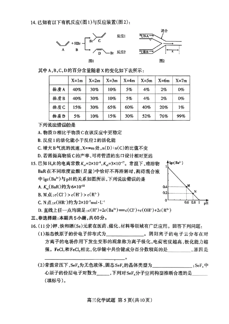 《36_05化学山东泰安市（一模）试卷+标答评分细则_2025版教学资源包_（总复习系列）2025版《5年高考3年模拟》新高考版B版（⭐全科）_2025版.新高考新教材版.选考总复习.化学.5·3B版》第5页预览