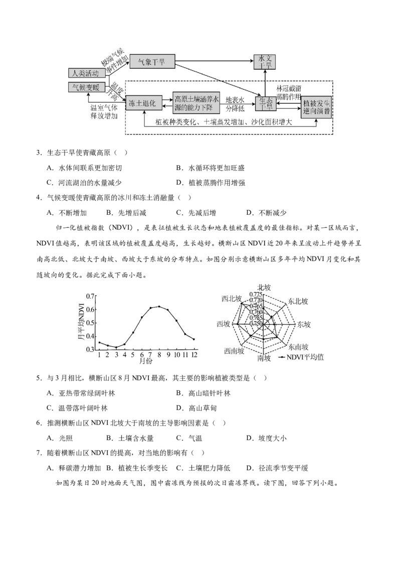 《地理一模保分卷01（豫、云、冀、赣、贵、桂、甘七省专用）（考试版）_地理_2026年-地理高考专项复习_2026年高考第一二三次模拟考试地理-G181_高考地理第一次模拟卷23套_2026版》第2页预览