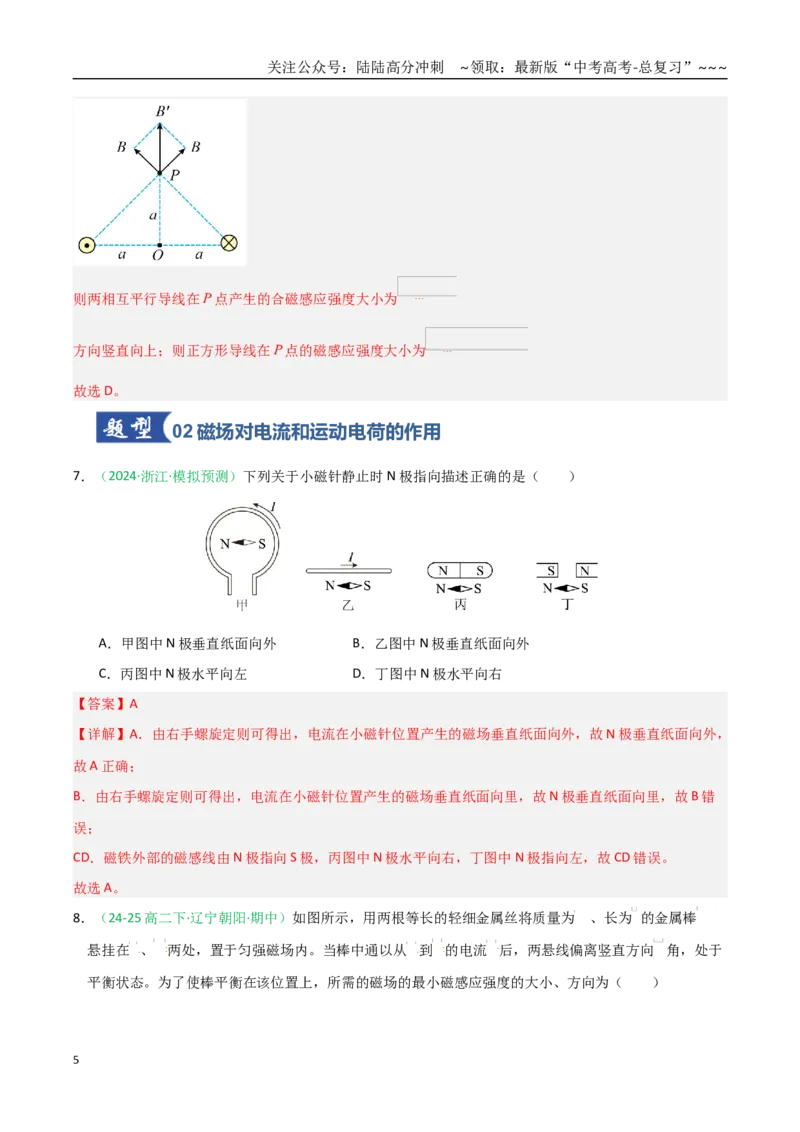 《第44讲磁场的描述与磁场对电流的作用（专项训练）（黑吉辽蒙专用）（教师版）_04-物理-高考总复习_一轮复习_2026年-物理高考一轮复习》第5页预览