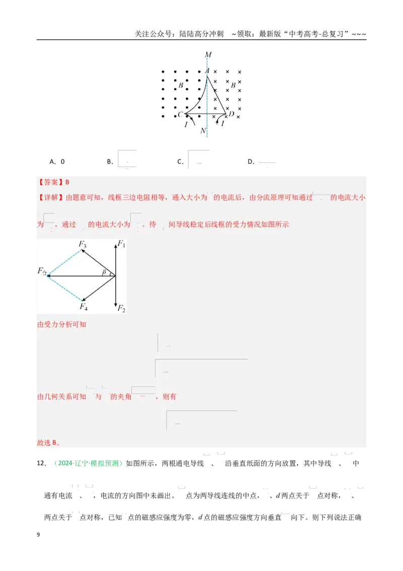 《第44讲磁场的描述与磁场对电流的作用（专项训练）（黑吉辽蒙专用）（教师版）_04-物理-高考总复习_一轮复习_2026年-物理高考一轮复习》第9页预览