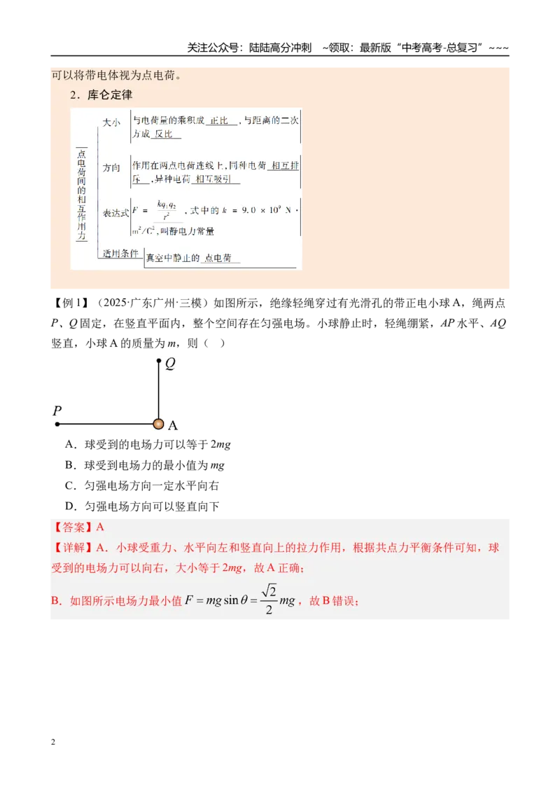 《第41讲电场力的性质-（讲义）（教师版）_04-物理-高考总复习_一轮复习_2026年-物理高考一轮复习_2026年高考物理一轮复习精讲精练-G367_资料》第2页预览