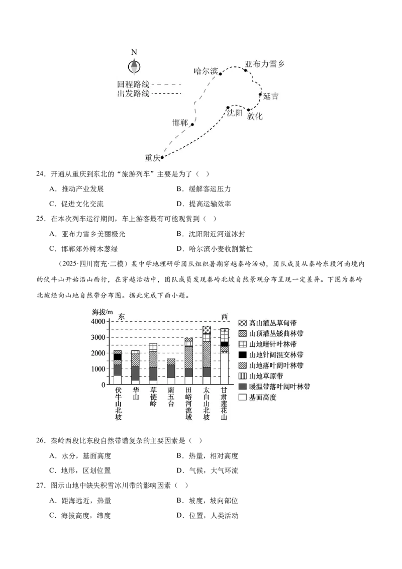 《专题05自然环境的整体性与差异性、土壤、生物与环境（四川专用）（学生版）_地理_2026年-地理高考专项复习_2025年高考地理二模试题分类汇编（四川专用）》第6页预览