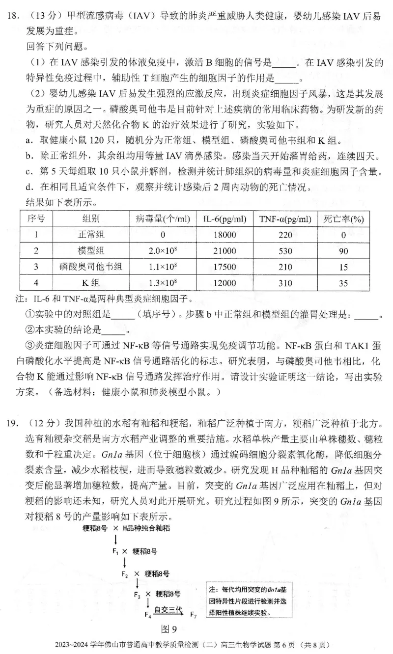 《22_2024广东佛山二模（试卷+答案）_2025版教学资源包_（总复习系列）2025版《5年高考3年模拟》新高考版B版（⭐全科）_2025版.新高考新教材版.选考总复习.生物.5·3B版_1_资源拓展》第6页预览