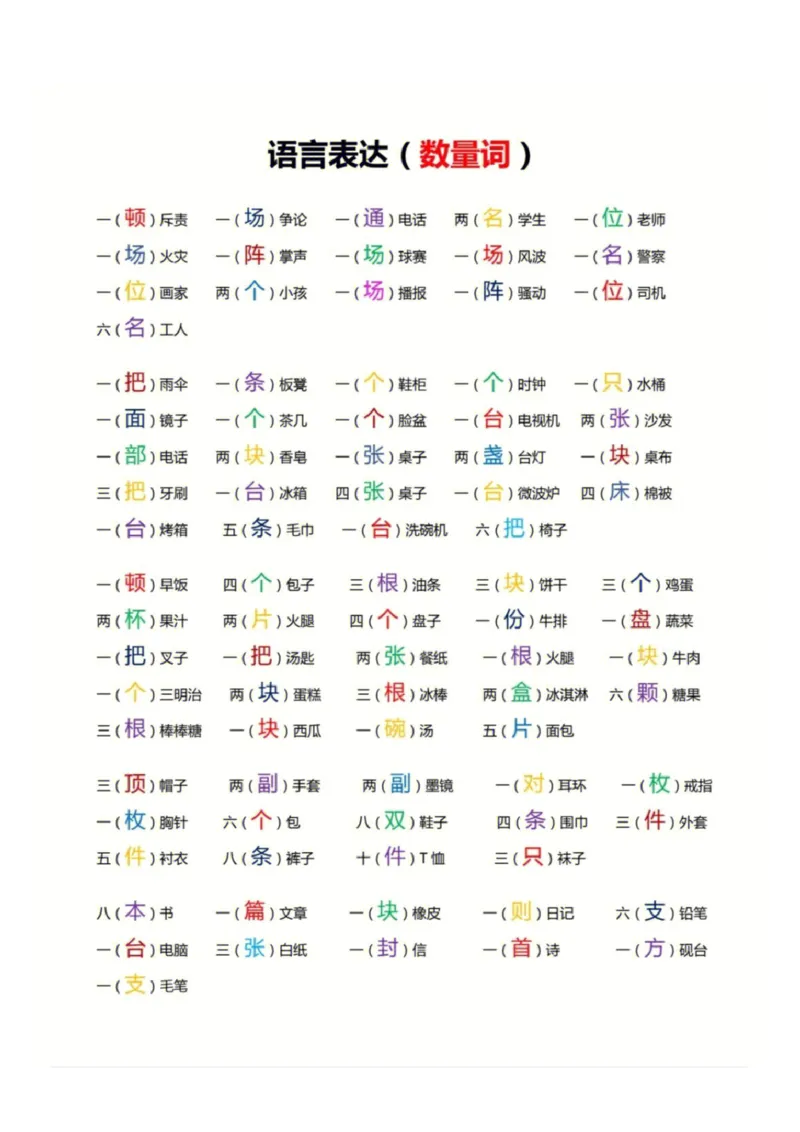 《二上晨读晚背《数量词》_2年级上册同步教辅_2上-语文_二上语文-晨读》第1页预览