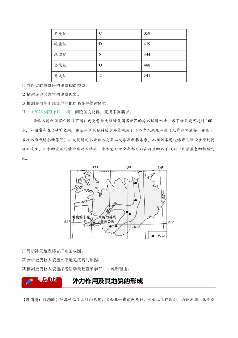 《专题02地质地貌、植被土壤和自然环境的整体性与差异性（4大考点）（学生版）(1)_地理_2027年高考地理专项复习_2026年高考地理二模试题分类汇编（湖南专用）-G292_2026版》第5页预览
