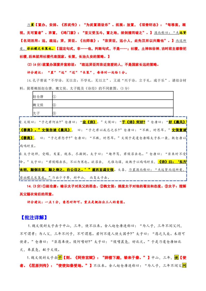 《002“魏文侯封太子击于中山”《说苑》刘向_语文_专项复习_2025年_2025年高考语文文言文读写积累与专项训练》第4页预览