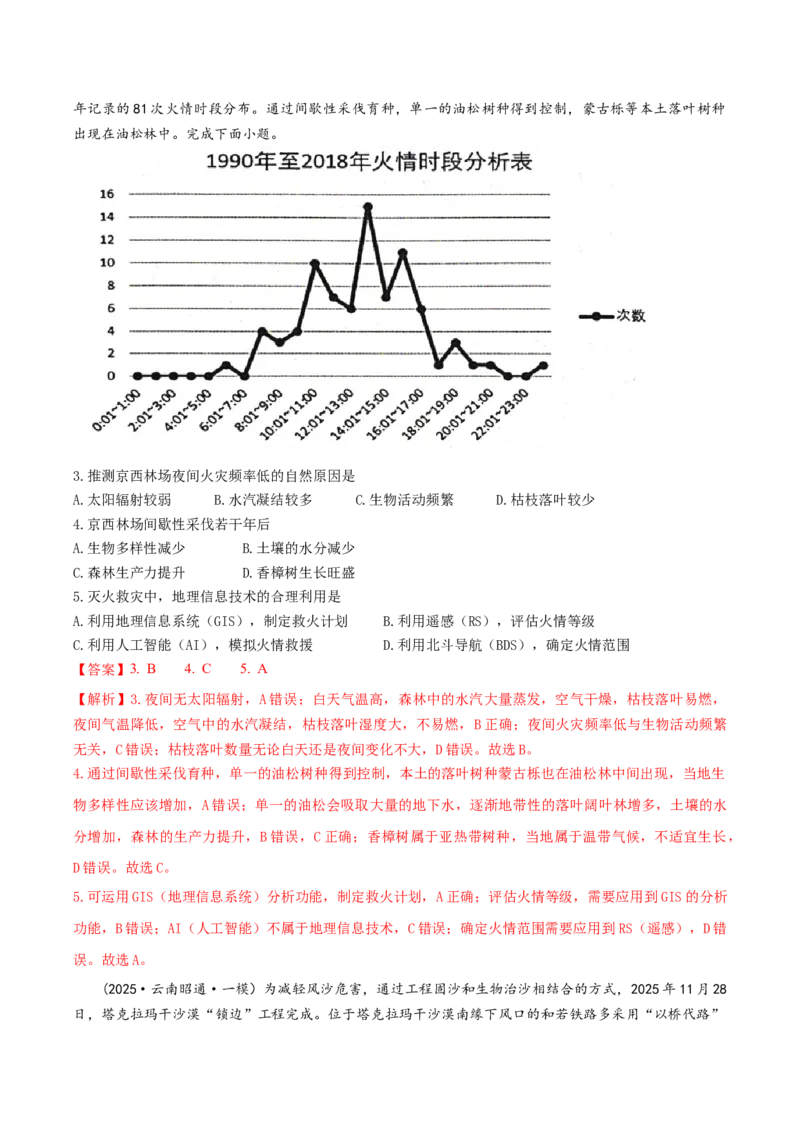 《专题5地表环境类（教师版）_地理_2026年-地理高考专项复习_2025年高考地理一模试题分类汇编（云南专用）》第2页预览