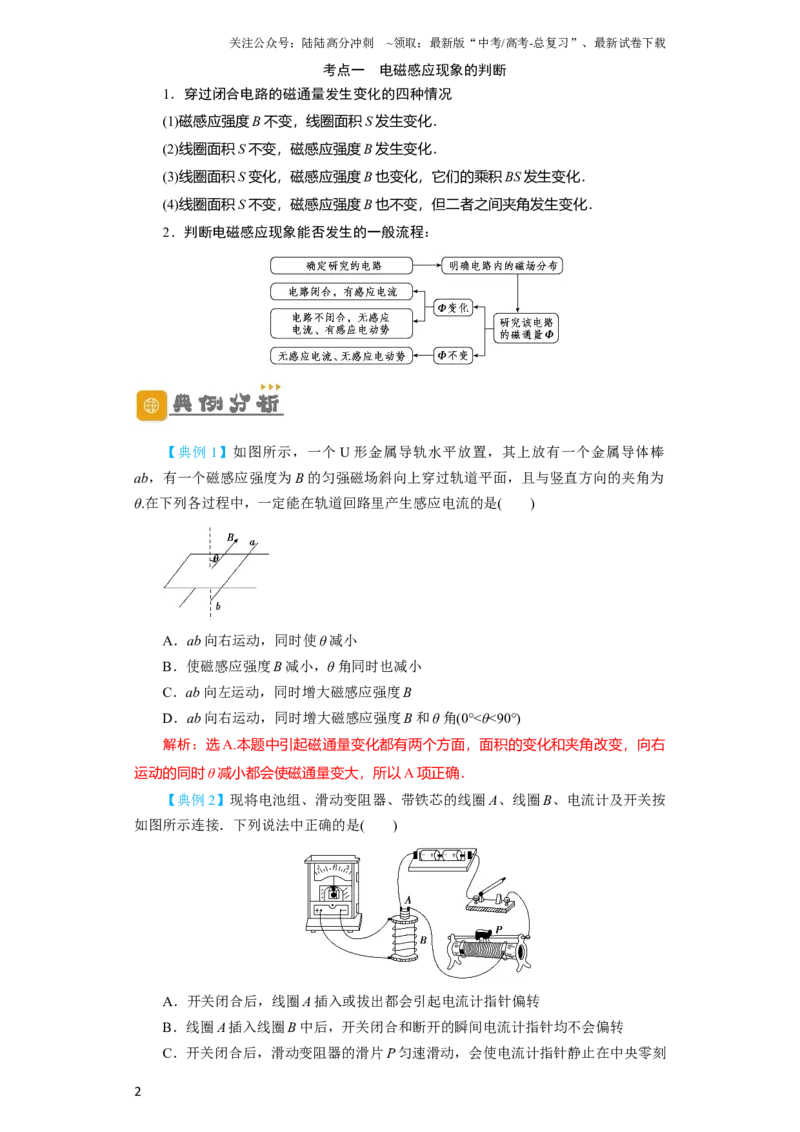 《第41讲　电磁感应现象　楞次定律（解析版）_04-物理-高考总复习_一轮复习_2024年_2024年高考物理一轮复习讲义知识详解典例分析重难_资料》第2页预览