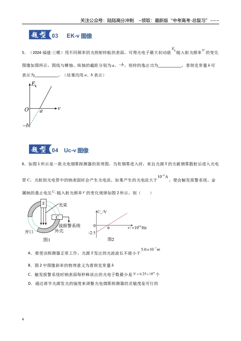 《第53讲光电效应波粒二象性（专项训练）（福建专用）（学生版）_04-物理-高考总复习_一轮复习_2026年-物理高考一轮复习_2026年高考物理一轮课件+讲义+练习（福建专用）-G328》第4页预览