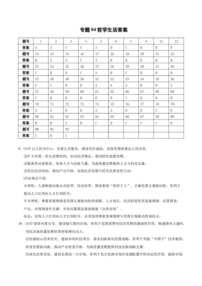 《专题04哲学生活（精选高频考题99题）（全国通用）（答案版）(1)_zheng治_2027年高考政治专项复习_2026年高考政治二模试题分类汇编（新高考专用）-G288_2026版》第1页预览