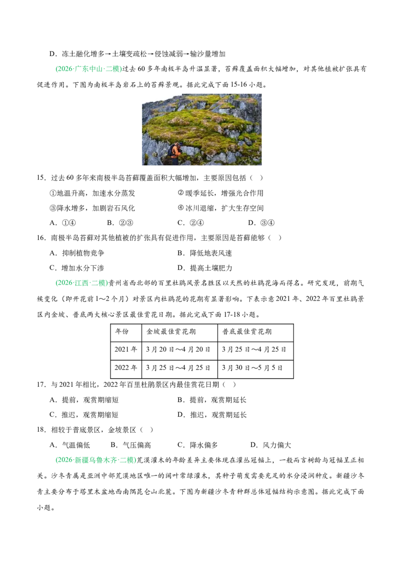 《专题05自然地理环境的整体性与差异性（含植被、土壤）（4大考点）（学生版）(1)_地理_2027年高考地理专项复习_2026年高考地理二模试题分类汇编（新高考专用）-G288_2026版》第4页预览