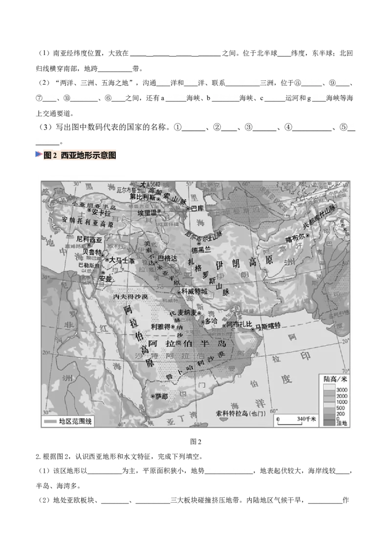 《专题07西亚（填图速记）（挖空版）_地理_2027年高考地理专项复习_42027年高考地理区域填图速记与演练手册（全国通用）》第2页预览