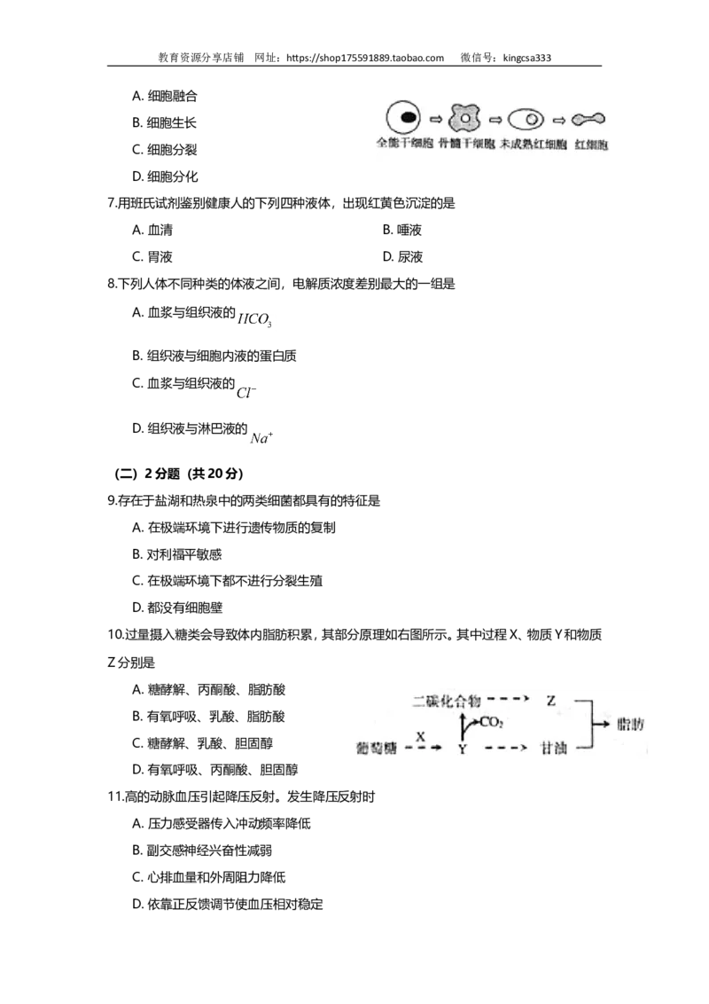 《2009年上海市高中毕业统一学业考试生物试卷（原卷版）(1)_高考一二三轮复习_生物_2027年高考生物专项_2008年-2026年生物高考真题-G427_2008-2020年高考_地方卷_上海高考生物真题01-20》第2页预览
