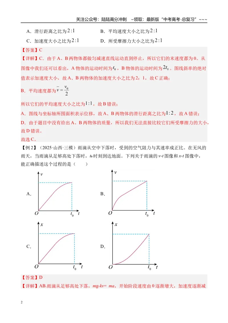 《第4讲运动图像-（讲义）（教师版）_04-物理-高考总复习_一轮复习_2026年-物理高考一轮复习_2026年高考物理一轮复习精讲精练-G367_资料》第2页预览