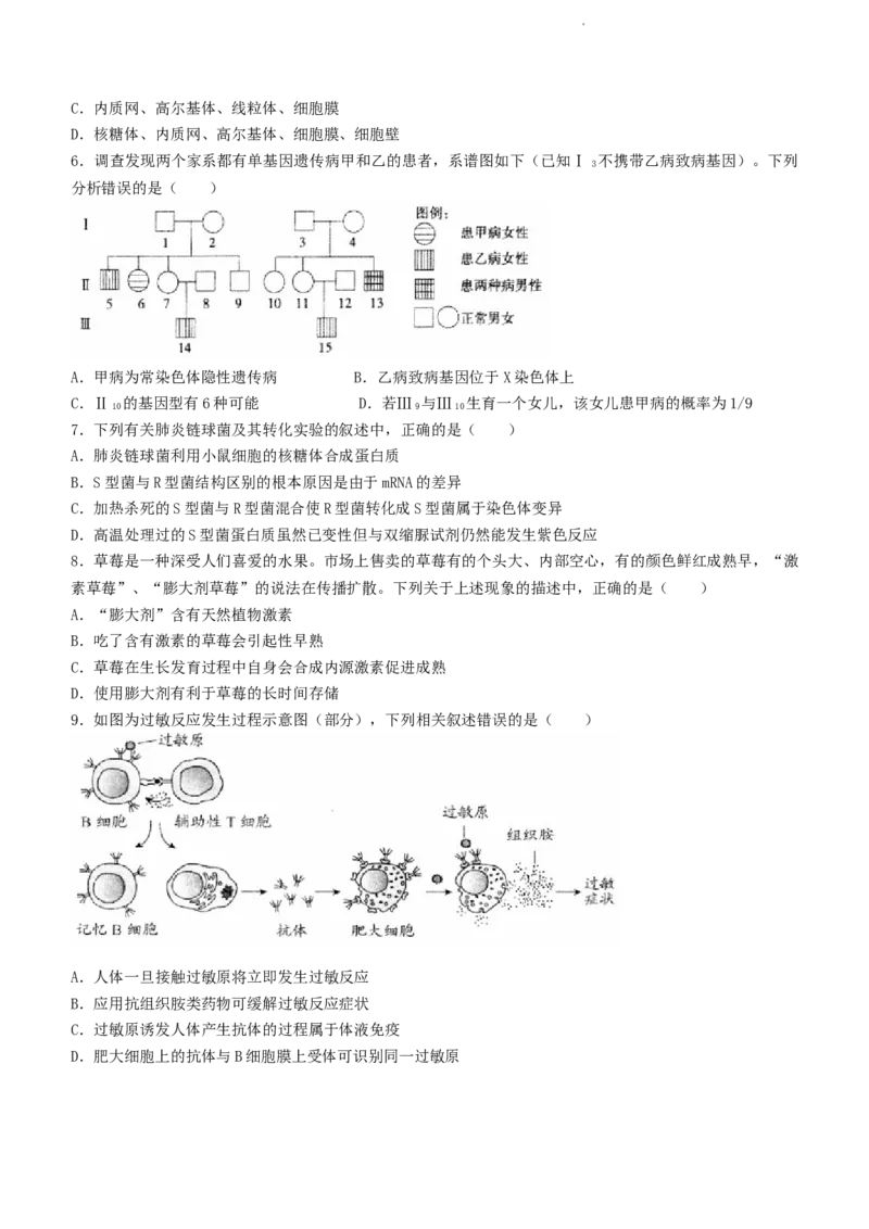 《21_辽宁省东北育才学校等五校2022-2023年高三上学期期末联考生物试题_2025版教学资源包_（总复习系列）2025版《5年高考3年模拟》新高考版A版（⭐全科）_第二部分图书拓展资源》第2页预览