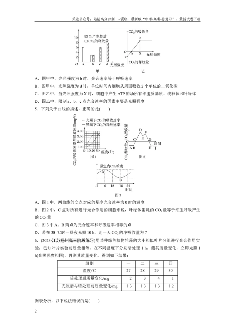 《第3单元　课时练7　光合作用和细胞呼吸的综合分析_06-生物-高考总复习_一轮复习_2024年_2024高考生物大一轮复习课件讲义新人教版知识总结_2024年高考生物一轮复习讲义（新人教版）》第2页预览