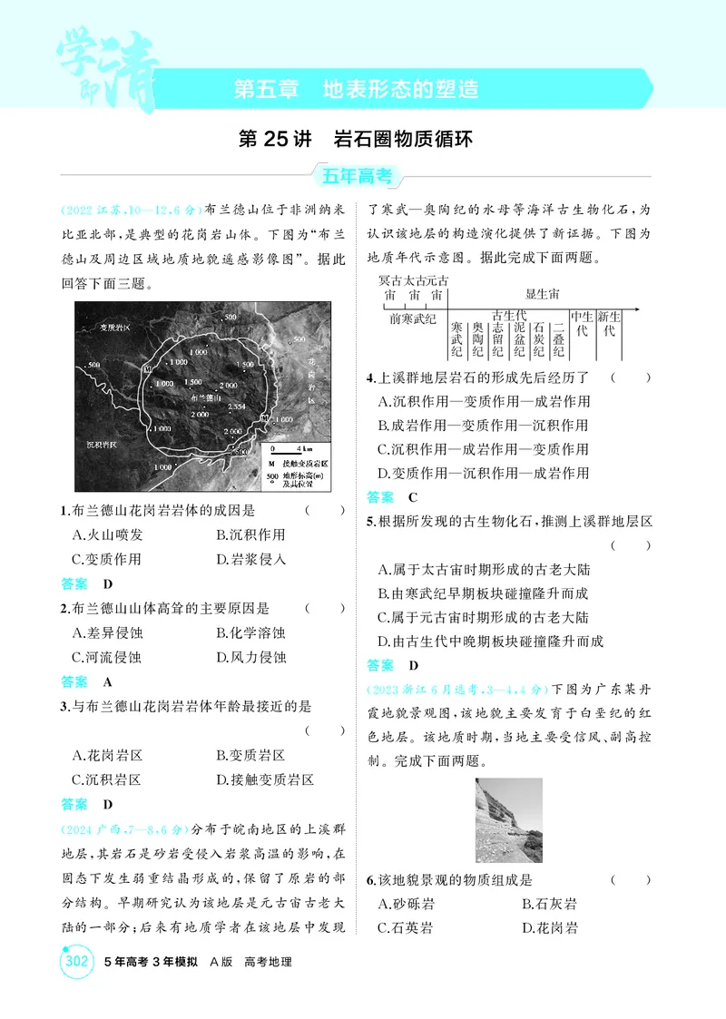 《1_第五章地表形态的塑造_2026版教学资源包_202653高考总复习A版_江苏版_2026版.江苏版.选考总复习.地理.5·3A版_图书电子资源_第五章地表形态的塑造_1_精练册PDF》第1页预览