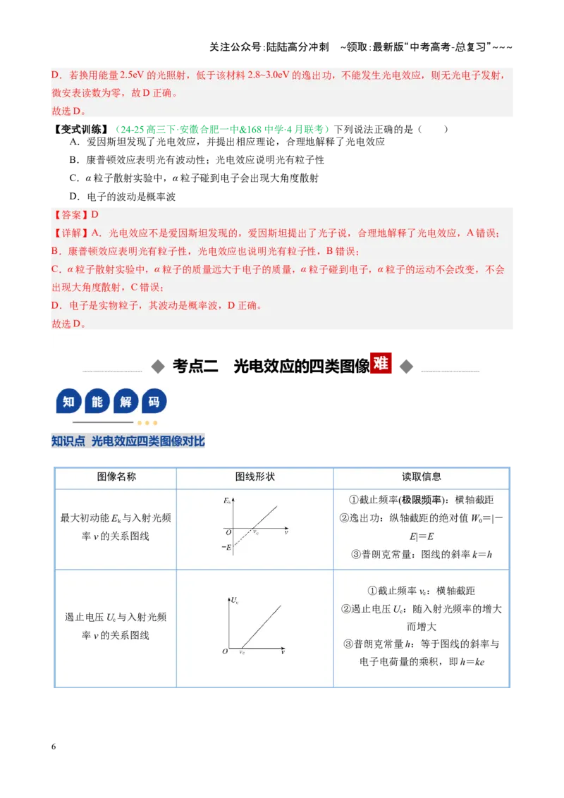 《第51讲近代物理初步（复习讲义）（安徽专用）（教师版）_04-物理-高考总复习_一轮复习_2026年-物理高考一轮复习_2026年高考物理一轮课件+讲义+练习（安徽专用）-G326》第6页预览