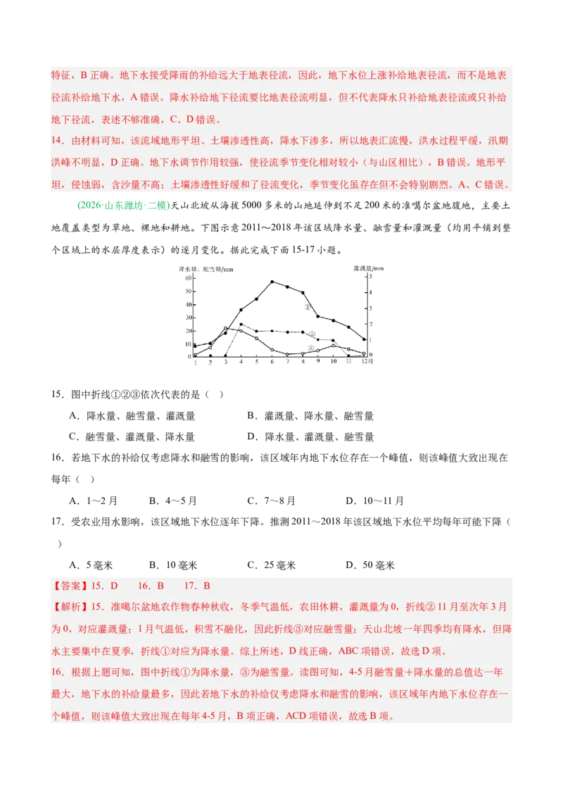 《专题03地球上的水（5大考点）（教师版）(1)_地理_2027年高考地理专项复习_2026年高考地理二模试题分类汇编（新高考专用）-G288_2026版》第7页预览