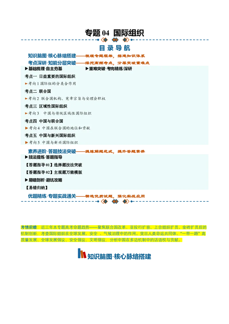 《专题04国际组织（知识清单）（全国通用）（学生版）_zheng治_2027年高考政治一轮_2027年高考政治一轮复习知识清单（全国通用）-G56_2027版》第1页预览