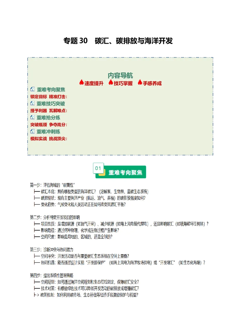 《专题30碳汇、碳排放与海洋开发（重难专练）（全国通用）（教师版）_地理_2026年-地理高考专项复习_2026年高考地理重难点讲义专练（新高考通用）-G102_2026版》第1页预览