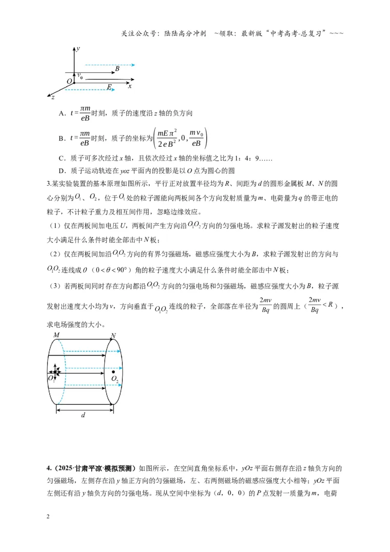 《第51讲 习题课 带电粒子在立体空间运动问题（专项训练）（湖南专用）（学生版）_04-物理-高考总复习_一轮复习_2026年-物理高考一轮复习》第2页预览