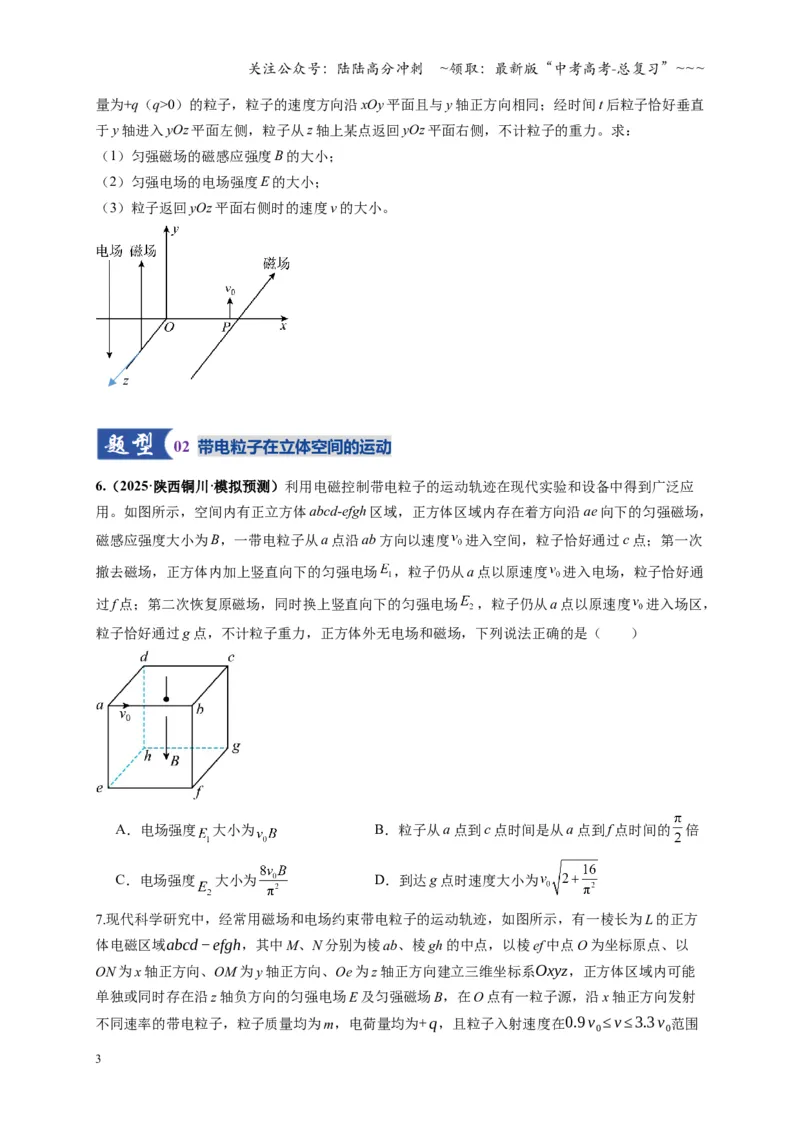 《第51讲 习题课 带电粒子在立体空间运动问题（专项训练）（湖南专用）（学生版）_04-物理-高考总复习_一轮复习_2026年-物理高考一轮复习》第3页预览