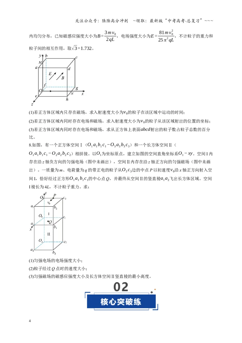 《第51讲 习题课 带电粒子在立体空间运动问题（专项训练）（湖南专用）（学生版）_04-物理-高考总复习_一轮复习_2026年-物理高考一轮复习》第4页预览